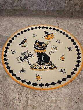 Eli + Ana Creep Show Cat Halloween Dinner Plates 10 3/4" Set Of 4 NEW